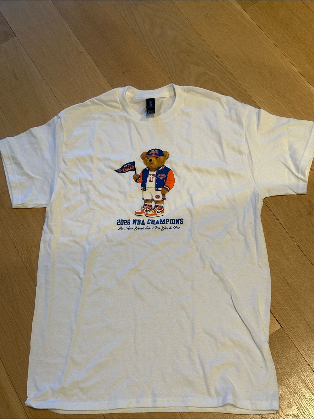 New York Knicks - 2026 NBA Champions Teddy T-shirt (100% cotton). Brand new!